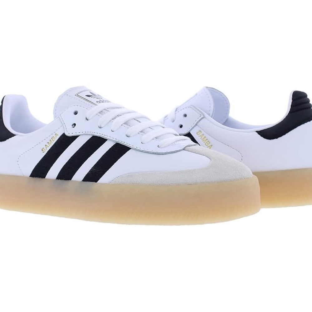 Adidas Sambae White/Black Rubber Platform Sneakers Size 7